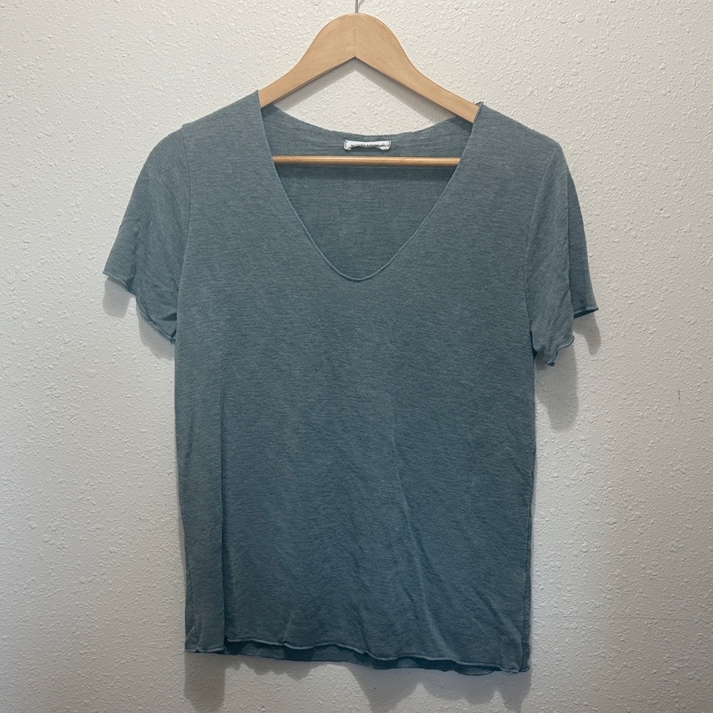 Wasabi + mint green V-Neck Women's Top, Size S